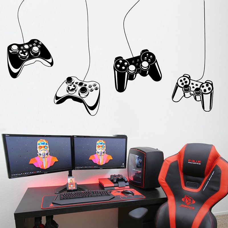Gaming Accessories Wallpaper - 4Pcs Game Controller Wall Sticker Playroom