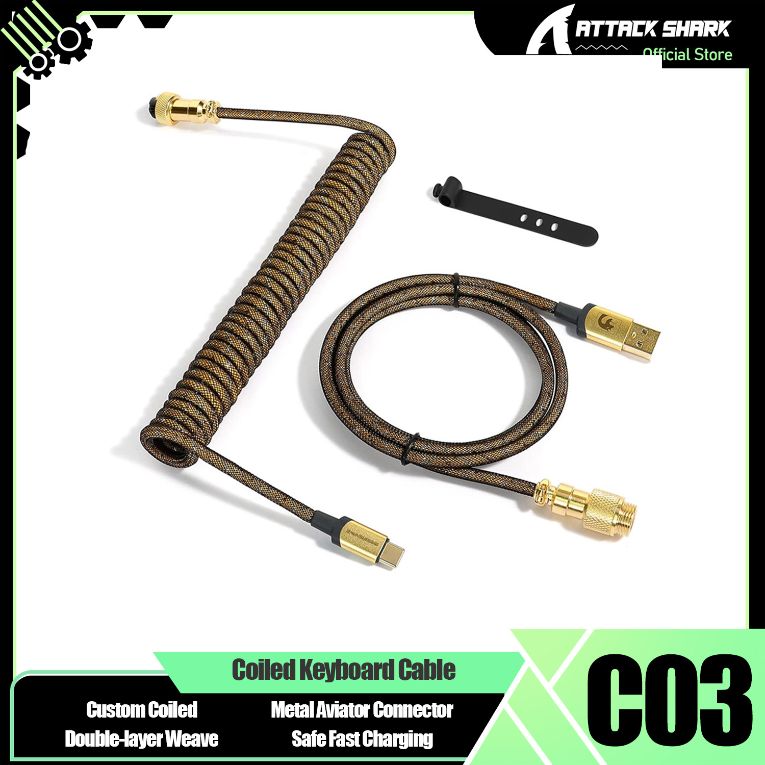 Sleeved Cable Kit - ATTACK SHARK * MAMBASNAKE C03 Coiled