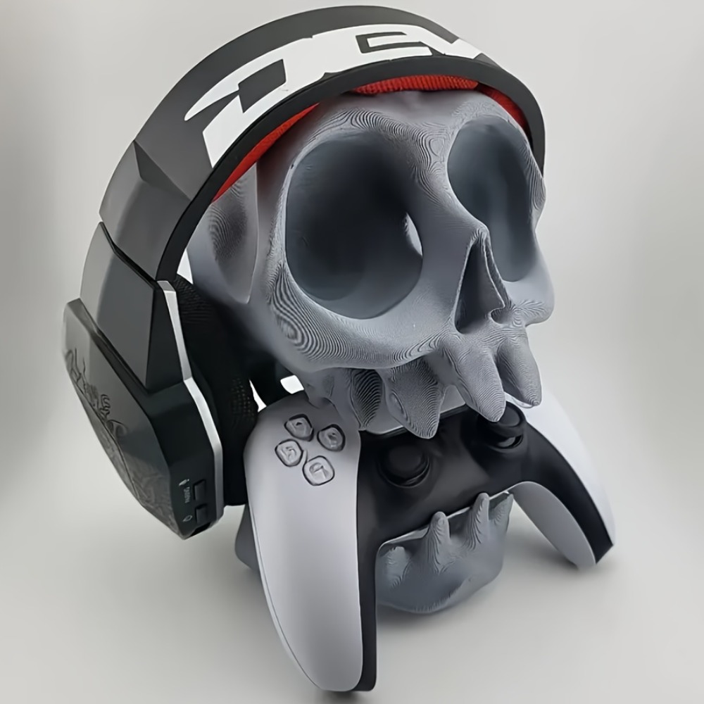 Gaming Accessories Holder - Skull Shaped Controller Stand Headphone Holder