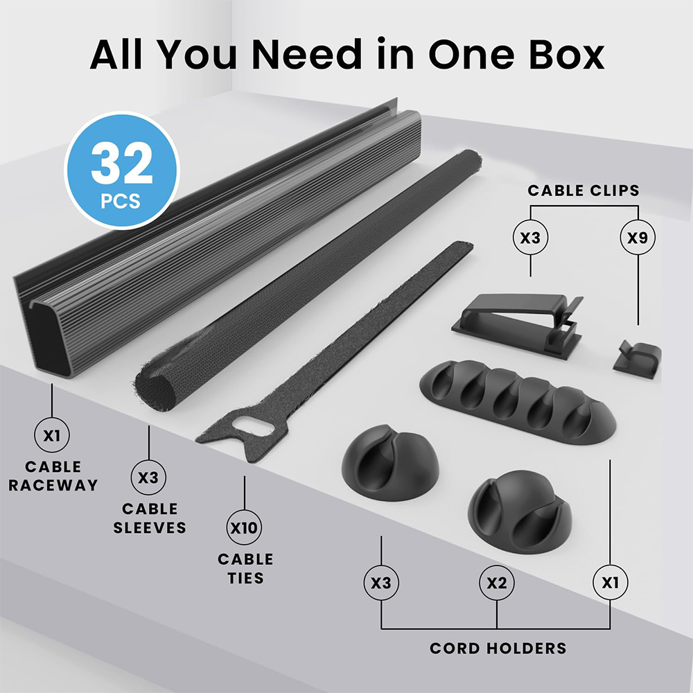 32Pcs Desk Under Cable Managem - огляд і ціна Sleeved Cable Kit