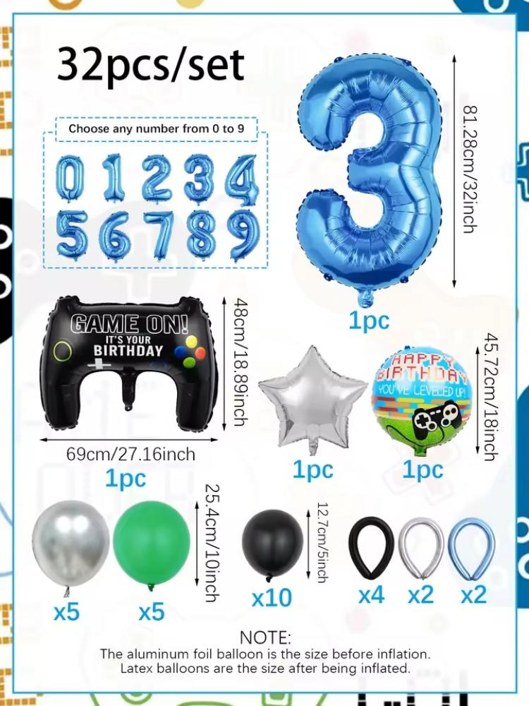 32PCS Game Theme Birthday Numb - огляд і ціна Gaming Accessories Room