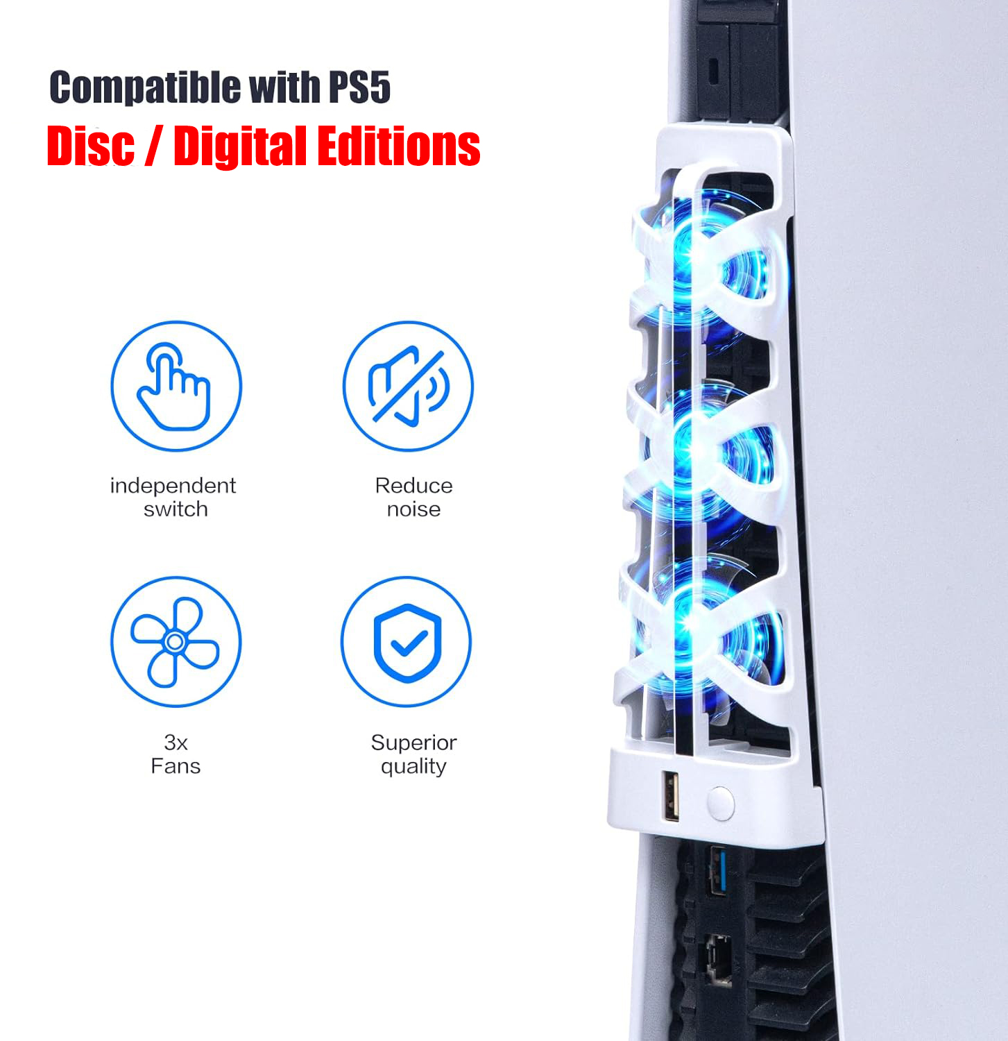 For PS5 Slient Cooling Fan wit - огляд і ціна Gaming Accessories Playstation